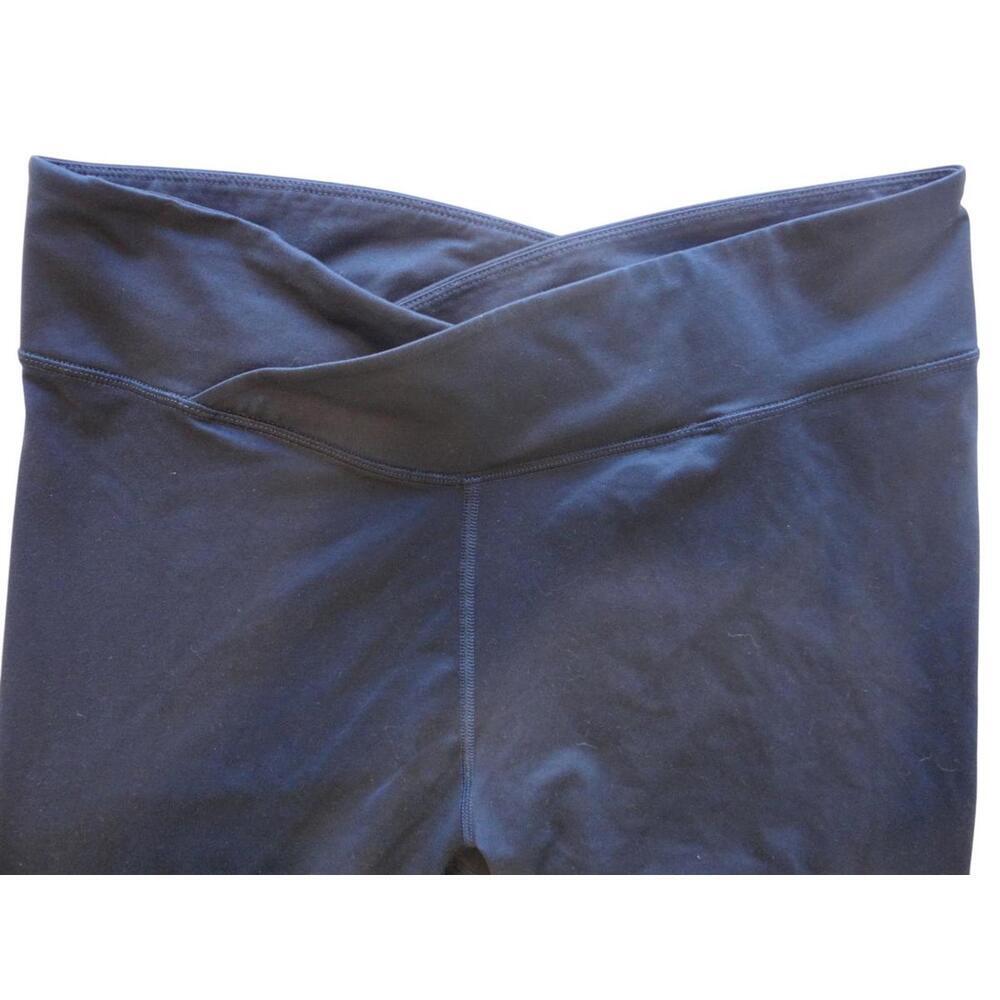 Black Women's Activewear Leggings with Crossover Waistband - Picture 2 of 5